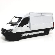 KiNSMART 2019 Mercedes-Benz Sprinter -kuorma-auto, valkoinen, 1:48, O-mittakaava, valettu metallimalli, leluauto, jossa on vet   ytymismekanismi.