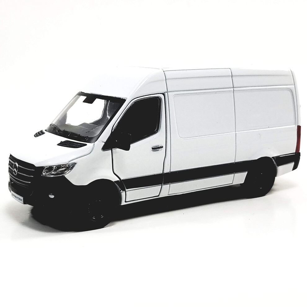 Kinsmart Compatibile Con Mercedes-Benz Sprinter 2020 White Delivery Van Scala 1:38 Diecast Car-image