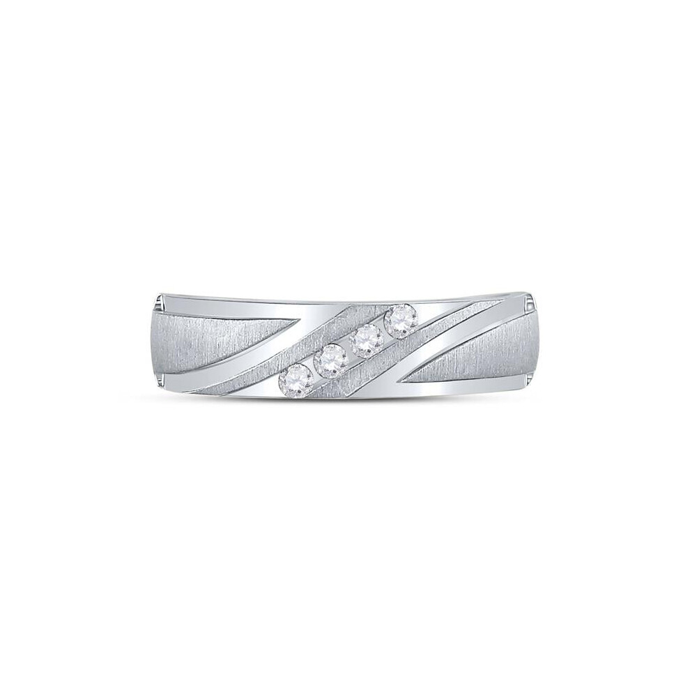 Gold & Diamond 85693 10KT White Gold Mens Round Diamond Wedding Channel Set Band Ring - 0.166 Carats Weight - Size 10