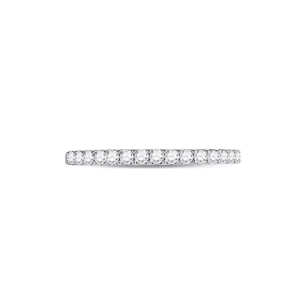 GND 92243 0.25 CTW 14KT White Gold Womens Round Pave-set Diamond Single Row Wedding Band, Size 7