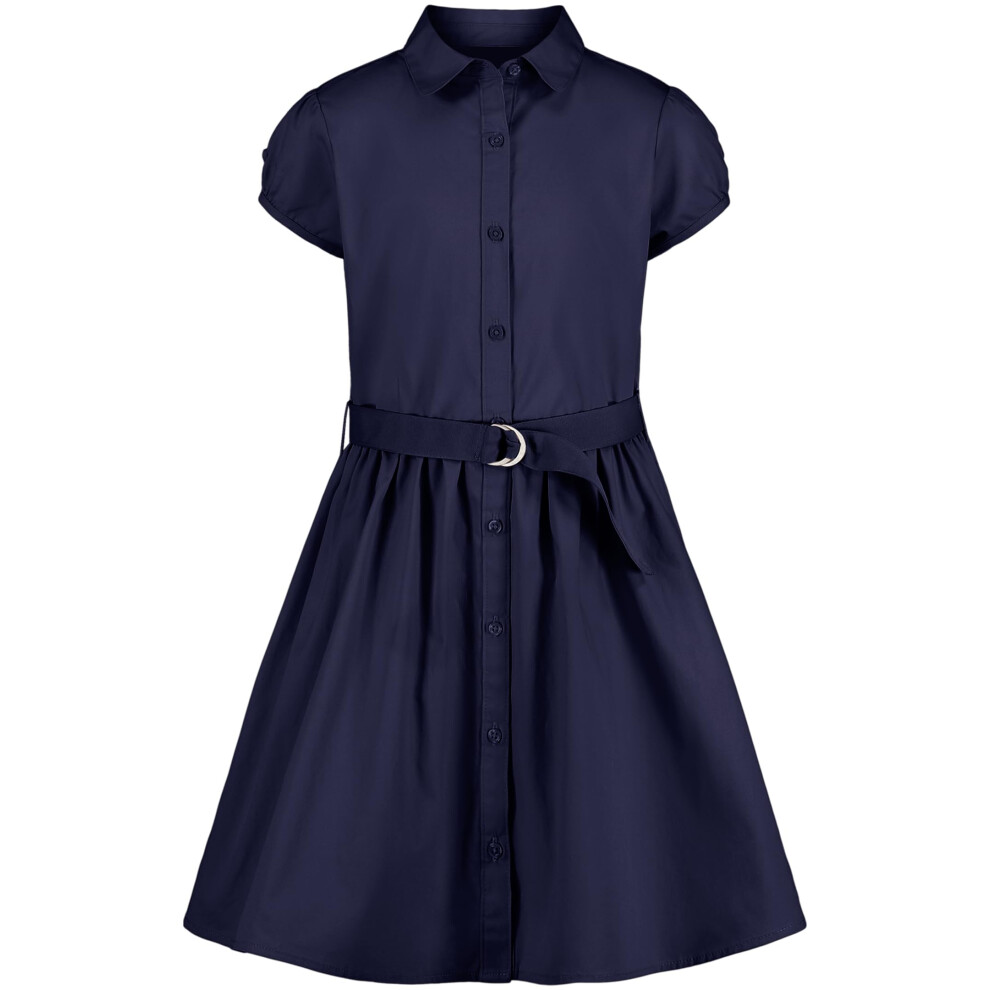 Nautica girls School Uniform Short Sleeve Shirtdress Dress Navy Blue
