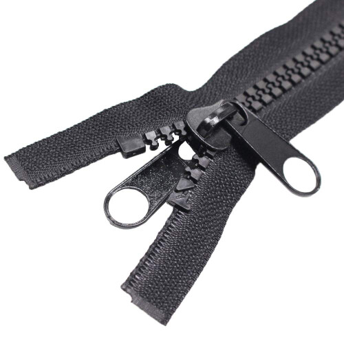 MebuZip #10 Zíperes de Plástico Separadores Pesados de 84 Polegadas com Dupla Lingueta Preto