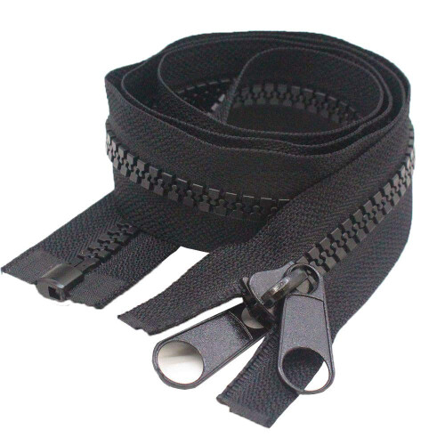 MebuZip #10 Zíperes de Plástico Separadores Pesados de 84 Polegadas com Dupla Lingueta Preto 1