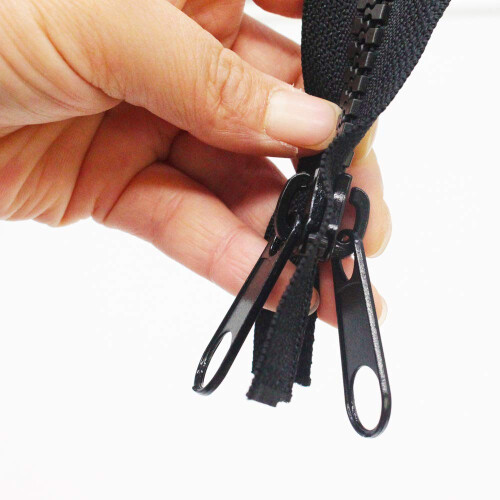 MebuZip #10 Zíperes de Plástico Separadores Pesados de 84 Polegadas com Dupla Lingueta Preto 2