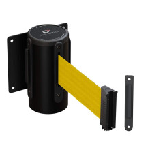 CCW-serien WMB-125 Fixed Wall Mount Drivable Belt Barrier 11 Foot With Black Steel Case (Yellow Belt)