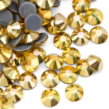 Jollin Hot Fix Crystal Flatback Rhinestones Glass Diamantes Gems 8.4mm(40ss 144pcs, Metallic Sunshine)
