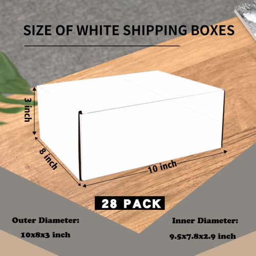 Snogswog 28 pacote 10x8x3 polegadas caixas de remessa Branca de caixa de papel   o corrugada 2