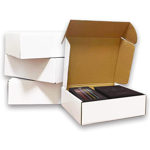 Snogswog 28 pacote 10x8x3 polegadas caixas de remessa Branca de caixa de papel   o corrugada