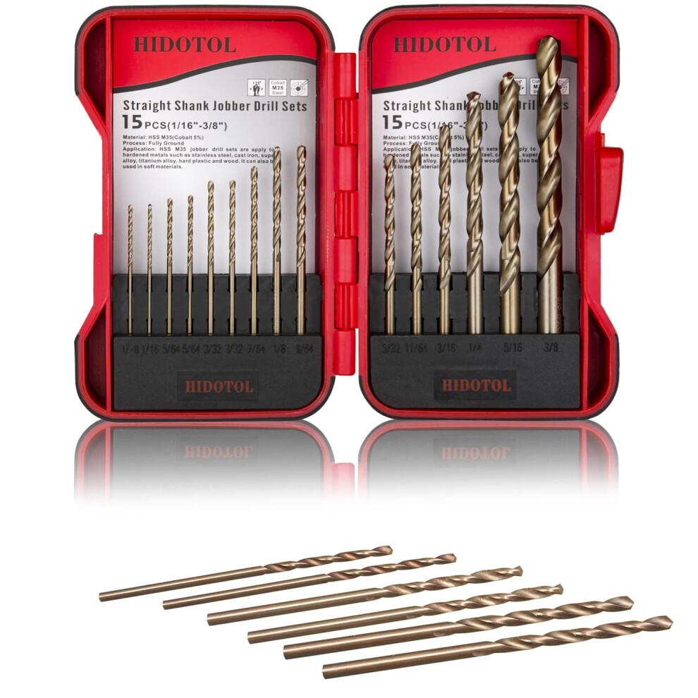 Ensemble de forets au cobalt HIDOTOL 15 pi   ces 6 pi   ces gratuites M35 forets h   lico   daux en acier rapide pour m   tal tremp    et inoxydable