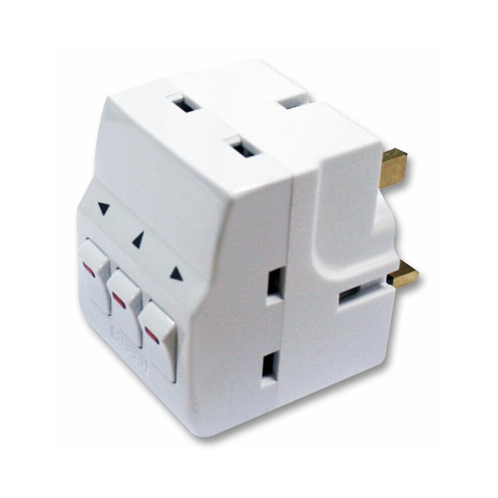 MASTERPLUG 3 Way Individually Switched Mains Adaptor Cube Plug (3x Sockets to 1)