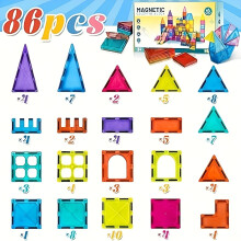 (86 pcs) Building Blocks for Kids Educational Toys for Children Magnetic Tiles for Kids Old Boys And Girls Birthday Gift