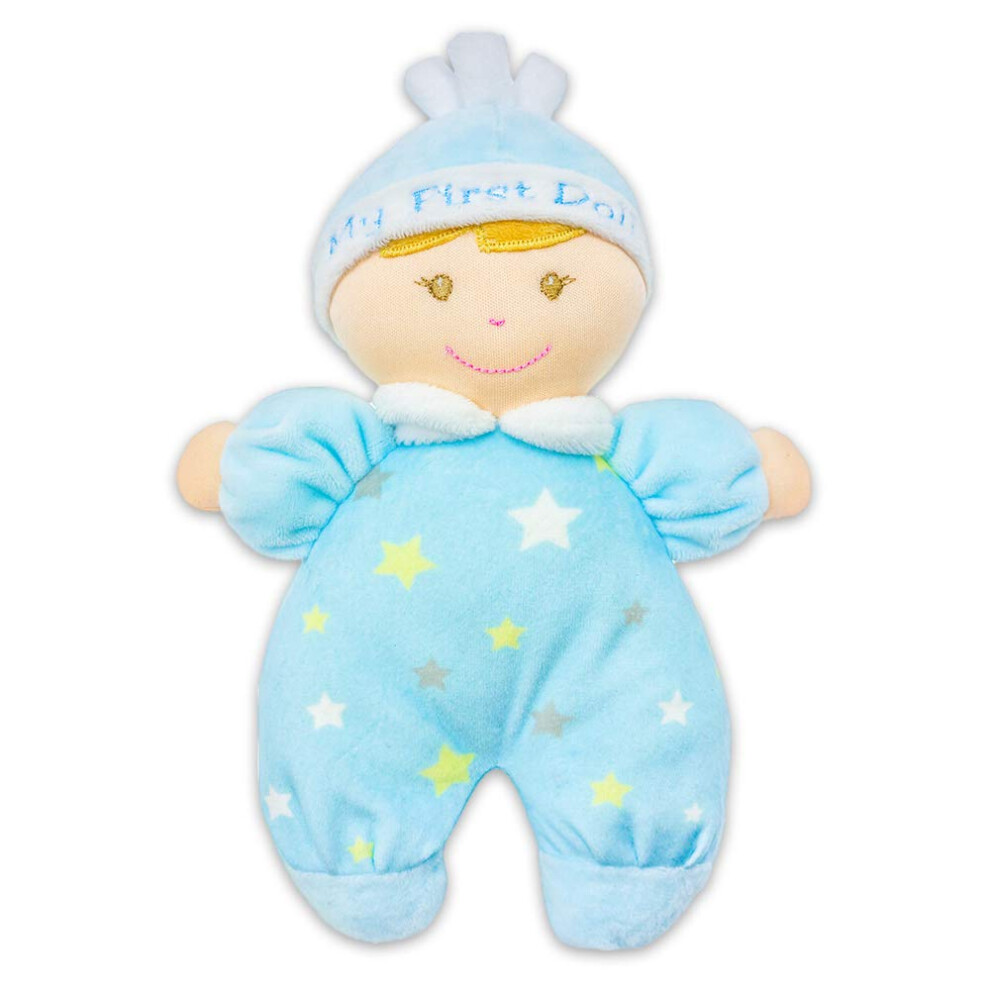 June Garden 9"" My First Doll Noah - Bambola Di Peluche Morbida Con Sonaglio - Vestito Azzurro-image