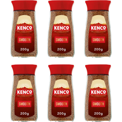 Kenco Smooth Instant Coffee 200g (Pack of 6 Jars, Total 1.2kg)