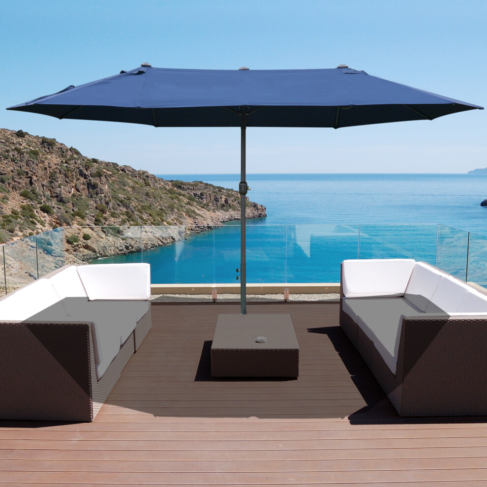 Outsunny 4.6M Garden Umbrella Canopy Sun Shade, Only Cross Base, Blue