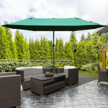 Outsunny 4.6M Garden Patio Umbrella Canopy Parasol Sun Shade w/ Base Dark Green