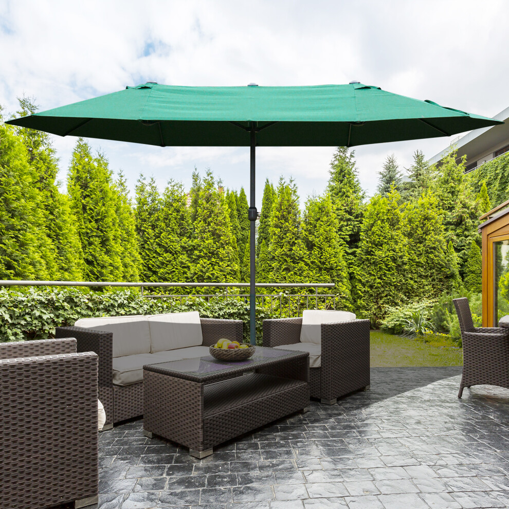 Outsunny 4.6M Garden Umbrella Canopy Sun Shade, Only Cross Base, Dark Green