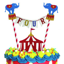 Circus 4e verjaardagstaarttopper Vier jaar oude verjaardag Circusthema Photo Booth Props voor kleine jongen of meisje Cake Smash Party Taartdecoratie