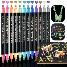 Dapawin metalliske mark?rer til scrapbooking: 12 scrapbog mark?rer scrapbog metalliske penne til sort papir rock diy kort dekorativ bryllupseksam