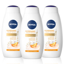 NIVEA White Peach and Jasmine Body Wash mit pflegendem Serum, 3er-Pack, 20 Fl Oz