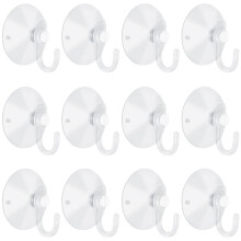 Lulueasy 12 pieces petites ventouses avec crochets 1,2 pouce de suceur en plastique transparent pour la fenetre en verre festivals de mur de fest