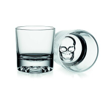 Godinger Skull Whiskey Glasses Old Fashioned Whiskey Glasses Skull Face Glass Cups Drinking Glasses - Set of 2