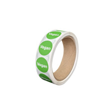 Vegan Food Labeling Stickers  1 Inch Round [500 Labels per Roll]