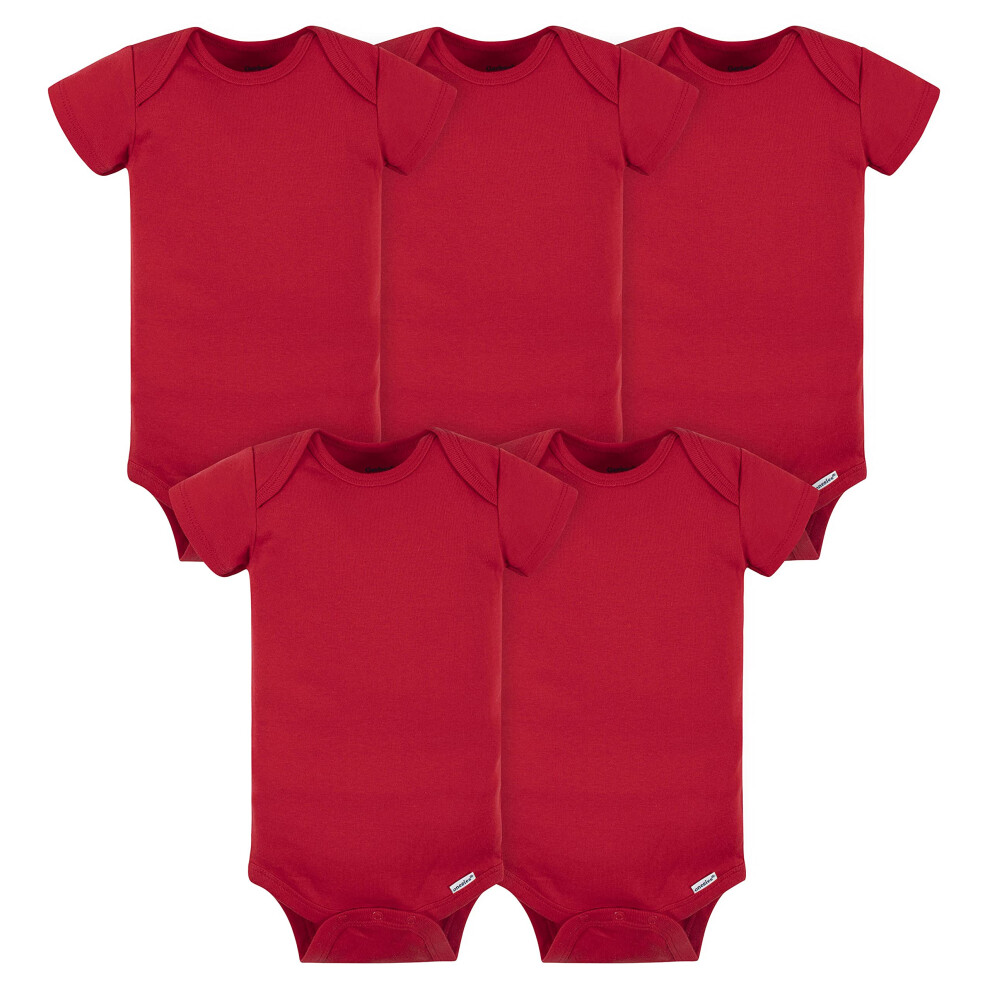 Gerber Baby 5-Pack Solid Onesies Bodysuits  Red  0-3 Months