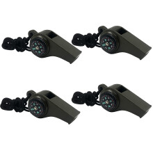 4 Pack Emergency Survival Whistle 3-in-1 hätäpillit, kompassi ja lämpömittari Kova turvapilli kaulanauhalla retkeilyyn (vihreä-4)