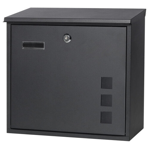 Decaller Metal Wall Mounted Mailboxes with Key Lock Large Mail Box with View Window Black