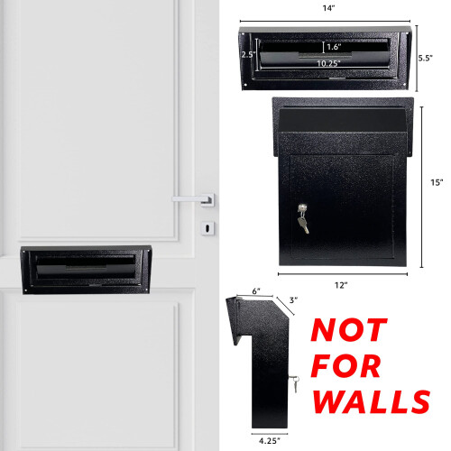 Pochar Rainproof Heavy Duty Mailbox Door Drop Box - Galvanized Steel W 1