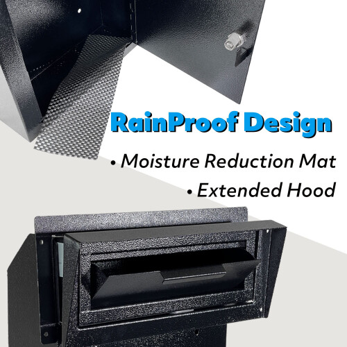 Pochar Rainproof Heavy Duty Mailbox Door Drop Box - Galvanized Steel W 2