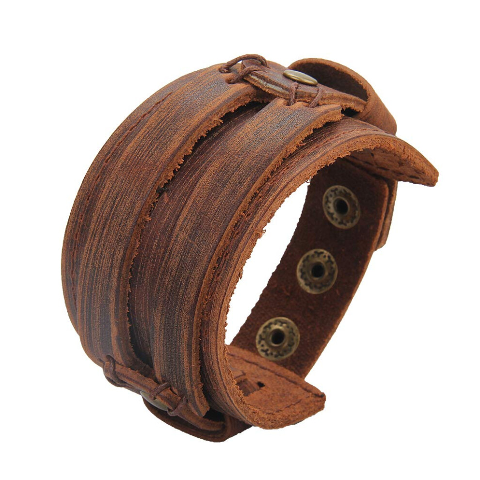 Bracelet En Similicuir Jeilwiy Bracelet Manchette En Cuir Pour Homme Bracelet En Cuir Fait Main-image