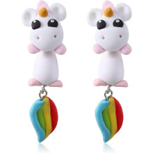 (3, One size) Handmade Polymer Clay Cute Stud Earrings For Women Girls3D Animal Cartoon Biting Ears Stud Earrings