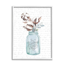Stupell Industries Handmade Soap Jar Cotton Flower Bathroom Word Design by Lettered and Lined White Framed Wall Art 24 x 30 G