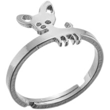 (743, One size) Stainless Steel Open Adjustable Chihuahua Dog Finger Ring for Women Girls
