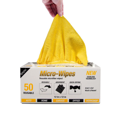 Limpeza de microfibra reutiliz   vel Eurow e len   os de secagem com caixa de dispensador 200gsm 12 por 12 polegadas pacote de 50 - amarelo 1