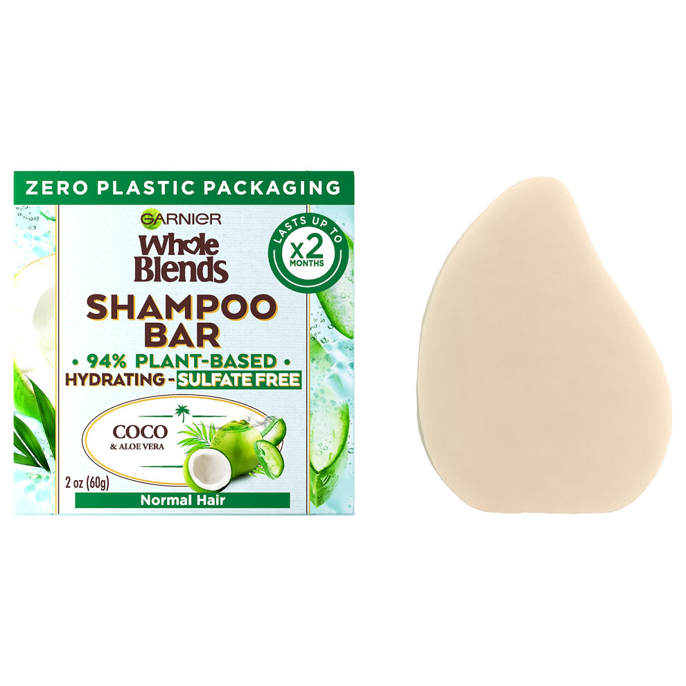 Garnier Whole Blends Hydrating Shampoo Bar for Normal Hair  Coco & Aloe Vera  2 Oz  1 Count (Packaging May Vary)