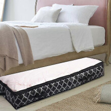 (Black, One size) Under Bed Storage Bins Box Oxford Fabric Durable Underbed Container Organization And Bedroom Foldable