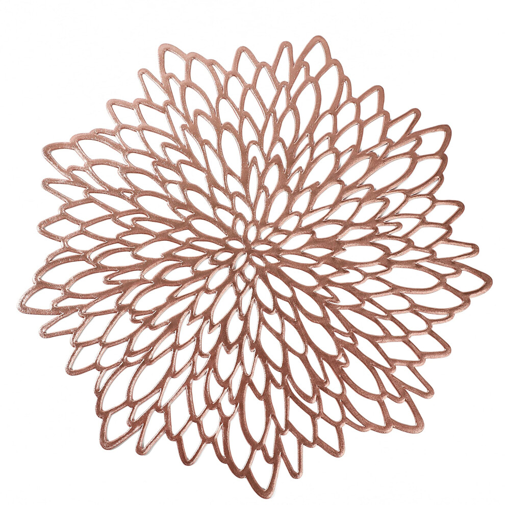 Snowkingdom - Set Di 12 Tovagliette Rotonde In Vinile Metallizzato, In Plastica Laminata, Decorazione Per Tavolo Da Pranzo, Motivo: Foglie-image