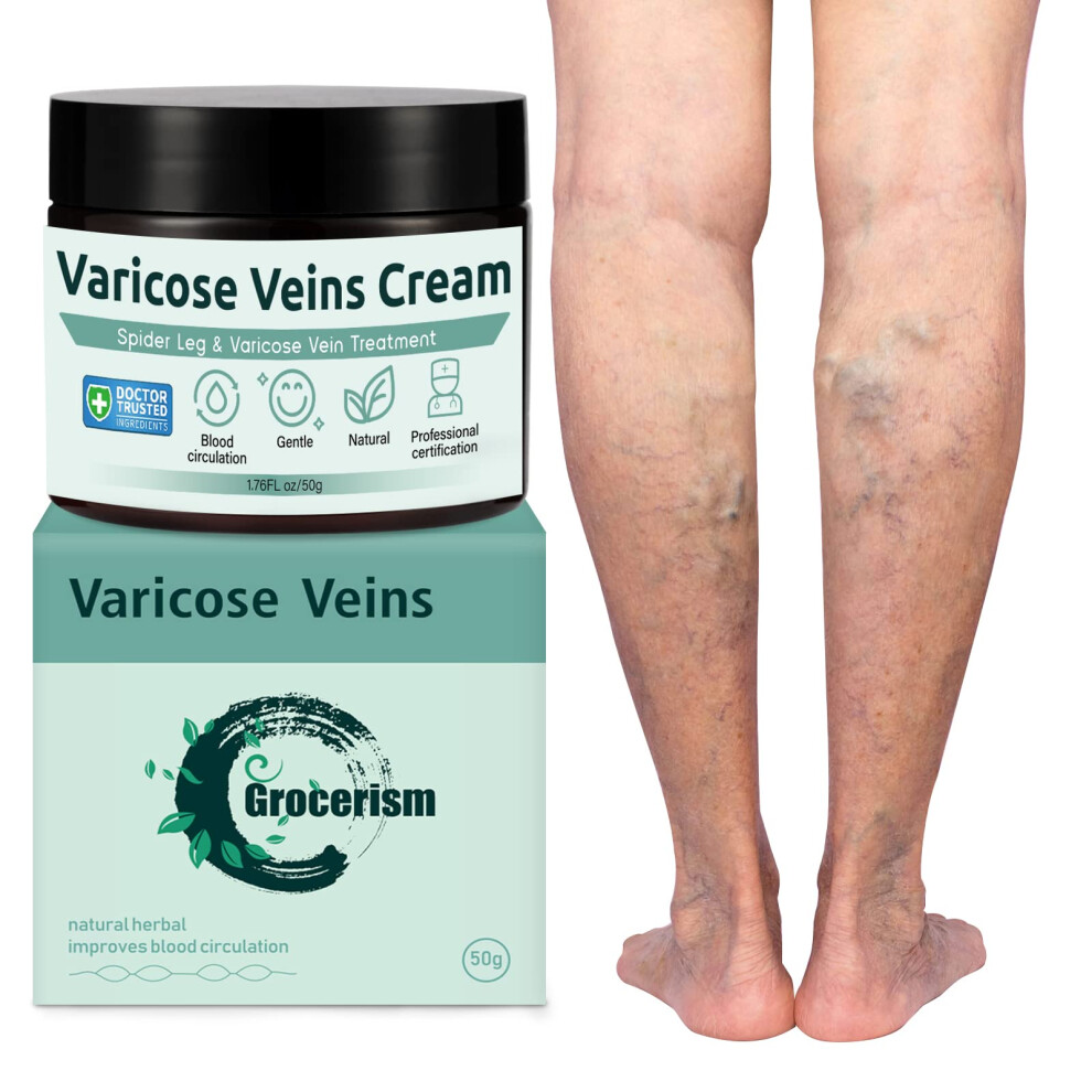Crema Vene Varicose 50G || Adatto Per Vene Di Ragno, Migliorare La Circolazione Sanguigna, Lenire Gambe E Gambe Pesanti Sollievo Rapido, Trattamento Delle Vene Varicose Per Le Gambe-image