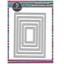 Alinacutle 5/PK-Rectangle Scallops Border Nesting Frame Gestanzter Kartenhintergrund Metall-Stanzformen-Kartenrahmen-Stanzset Papierhandwerksstanzen