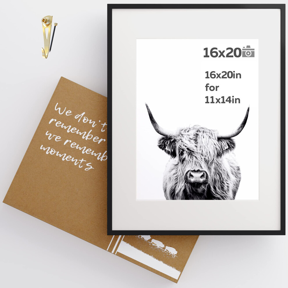 Homeforia 16X20 Cornice Nera Con Passepartout 11X14 - Cornice In Metallo 16 X 20 Immagine Fr