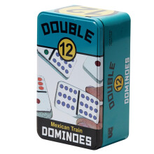 Veranda-Klassiker | Doppeltes Domino-Set mit 12 farbigen Punkten, Aufbewahrungsdose fr unterwegs, fr 2 bis 8 Spieler im Alter von 8 bis 99 Jahren