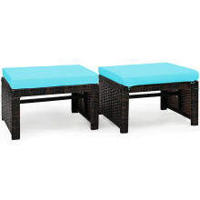 Dortala 2 -czesciowe patio wiklinowe Otmany Outdoor Stopa Rest z poduszkami pe rattan podnz