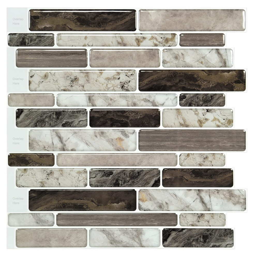 Wowstar 10-Sheet Brown Peel And Stick Backsplash Tiles Marble Look St 733810102120