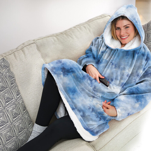 Ontel Huggle Hoodie Υπερ-Μαλακή Κουβέρτα, Μπλε Tie-Dye 1