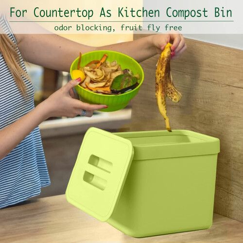 LALASTAR 1.8 Gallon Hanging Trash Can  Green  Plastic  Compost Bin Ind 2