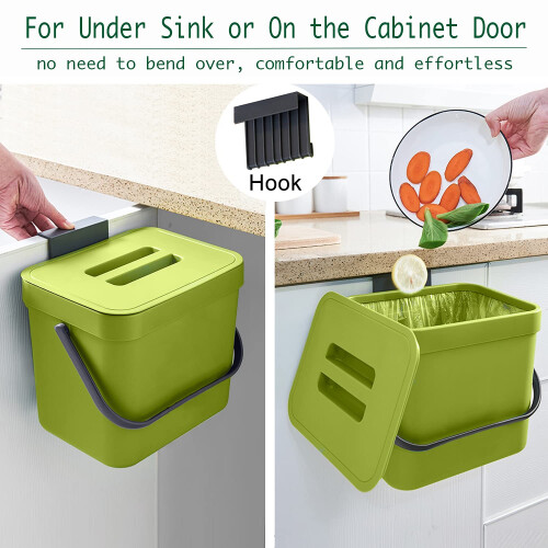 LALASTAR 1.8 Gallon Hanging Trash Can  Green  Plastic  Compost Bin Ind 1