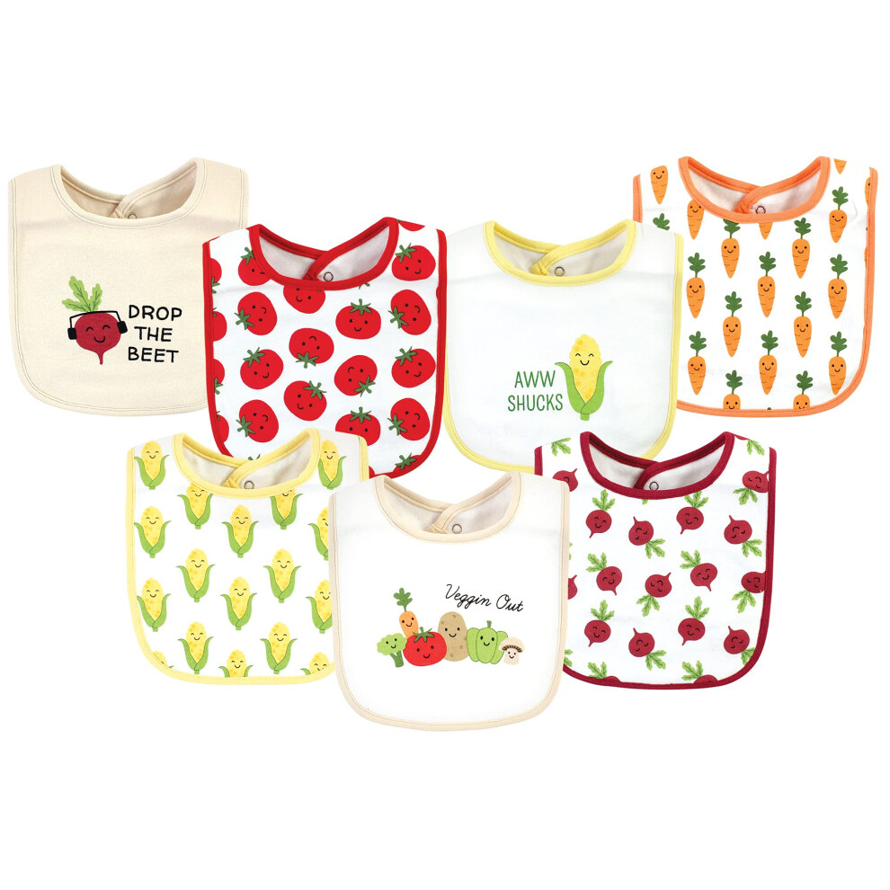Hudson Baby Unisex Baby Cotton Bibs, Veggies, One Size-image