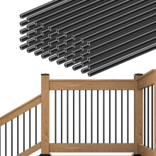 Muzata 50Pack 26" Balusters de Alumínio Preto para Deck, Corrimão e Escadas 3/4" Diâmetro